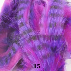 Hareline Tiger Barred Rabbit Zonker Strips - Funky Fly Tying 74 Hareline Tiger Barred Rabbit Zonker Strips - Funky Fly Tying -Fly Tying Materials Sales Hareline Magnum Cut Tiger Barred Zonkers Black Purple over Fuschia