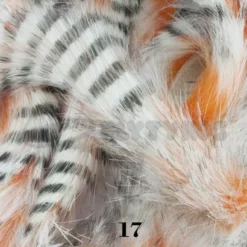 Hareline Tiger Barred Rabbit Zonker Strips - Funky Fly Tying 79 Hareline Tiger Barred Rabbit Zonker Strips - Funky Fly Tying -Fly Tying Materials Sales Hareline Magnum Cut Tiger Barred Zonkers Black White over Hot Orange 1