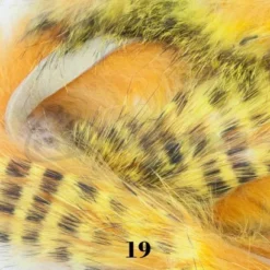 Hareline Tiger Barred Rabbit Zonker Strips - Funky Fly Tying 82 Hareline Tiger Barred Rabbit Zonker Strips - Funky Fly Tying -Fly Tying Materials Sales Hareline Magnum Cut Tiger Barred Zonkers Black Yellow over Hot Orange