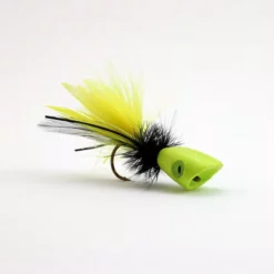Fish Skull Flymen Surface Seducer Double Barrel Popper Bodies - Funky Fly Tying -Fly Tying Materials Sales Surface Seducer Double Barrel yellow chartruese side 1 1